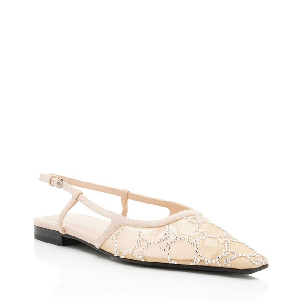 Gucci Mesh Crystal GG Slingback Ballet Flats - Size 6.5 / 36.5